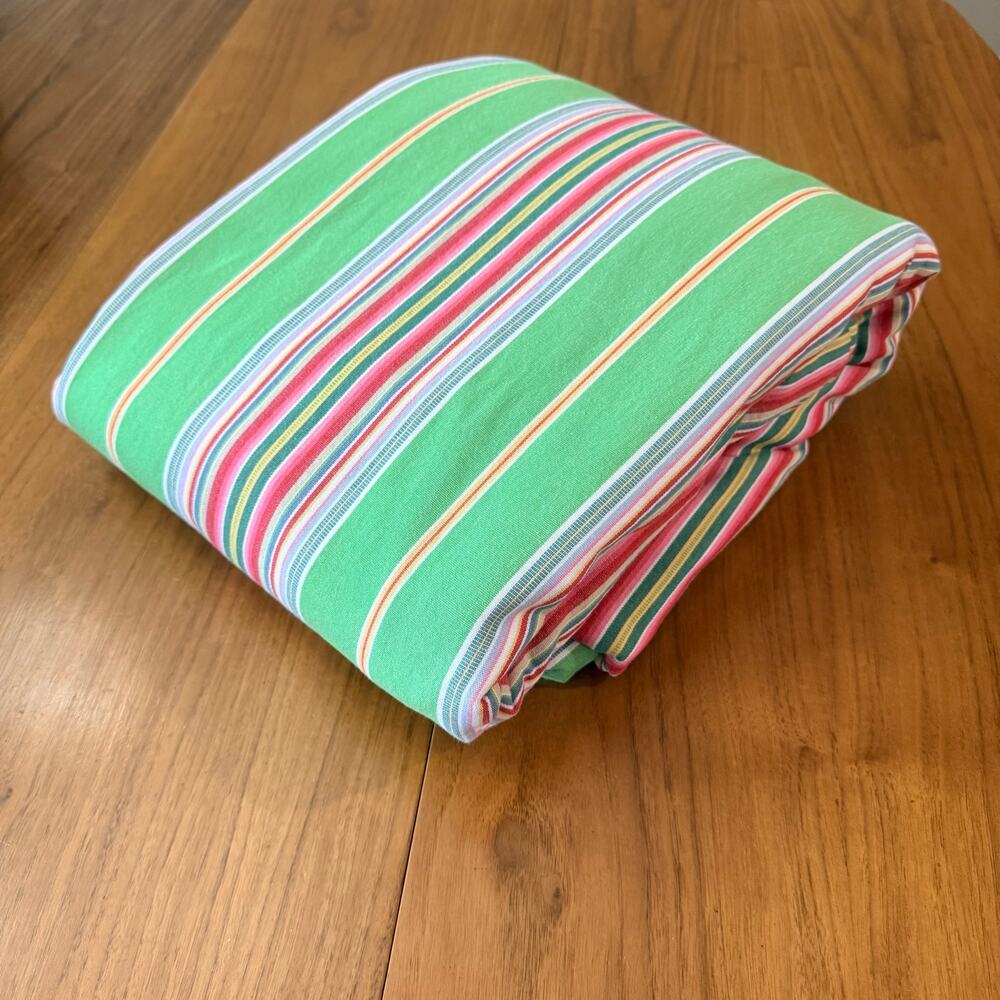 Pottery Barn Newport Stripe Full Queen Duvet Cover 90 x 82 Green NWOT Vintage